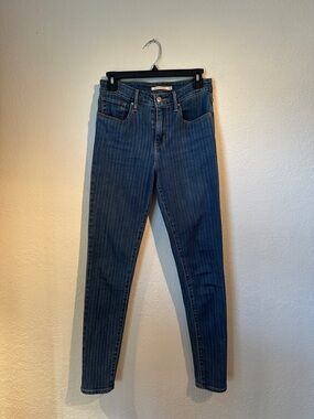 Levi's 721 High Rise Skinny Jeans in Dark Blue Pinstripe